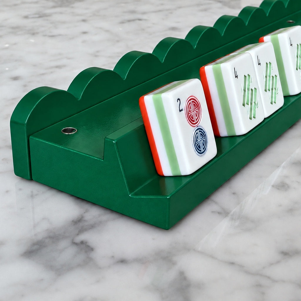 Green maple wood Mahjong rack and pusher set