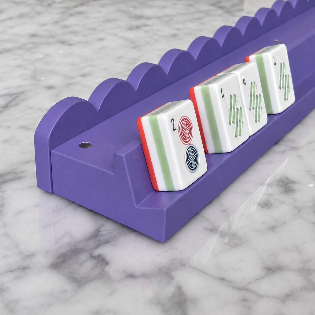 Midnight Purple Pinewood Pusher Rack with Mahjong tiles
