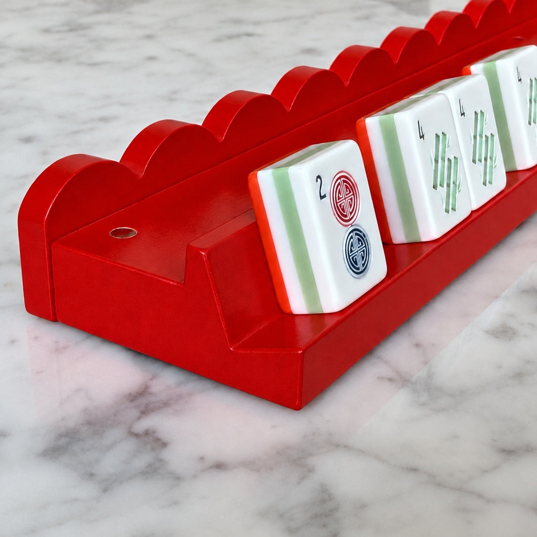 Red maple wood Mahjong rack and pusher set